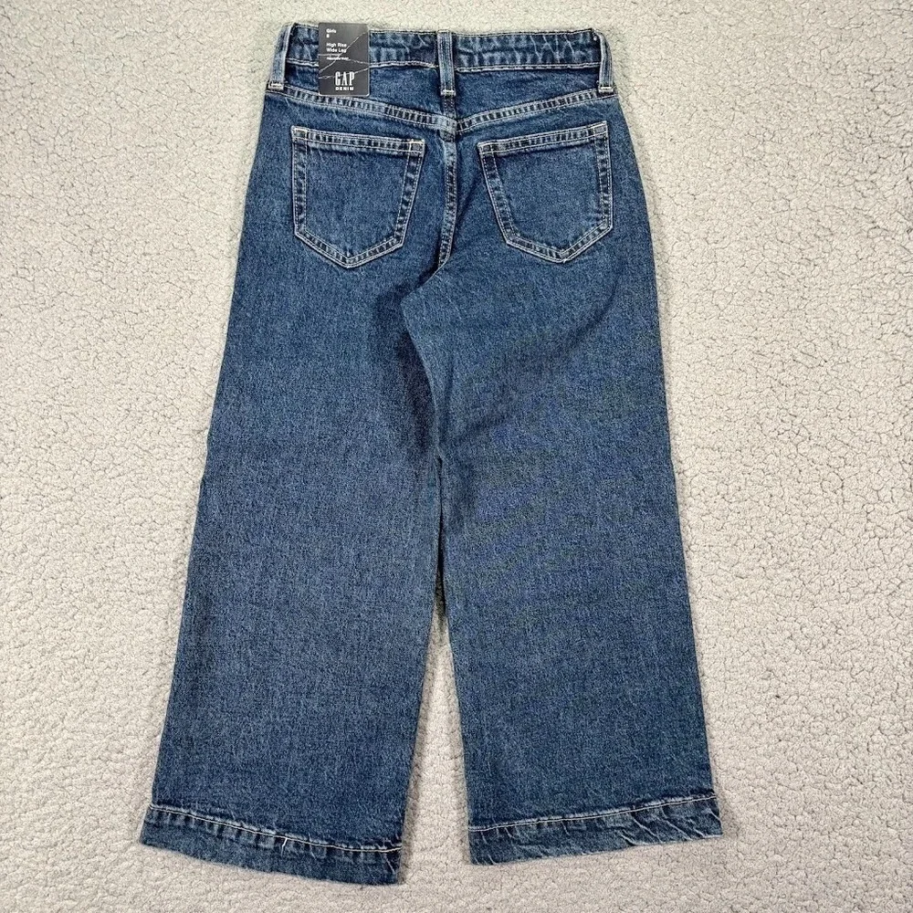 Gap‎ High Rise Wide Leg Baggy Jeans Blue Size 8 Girls Ankle Length NWT